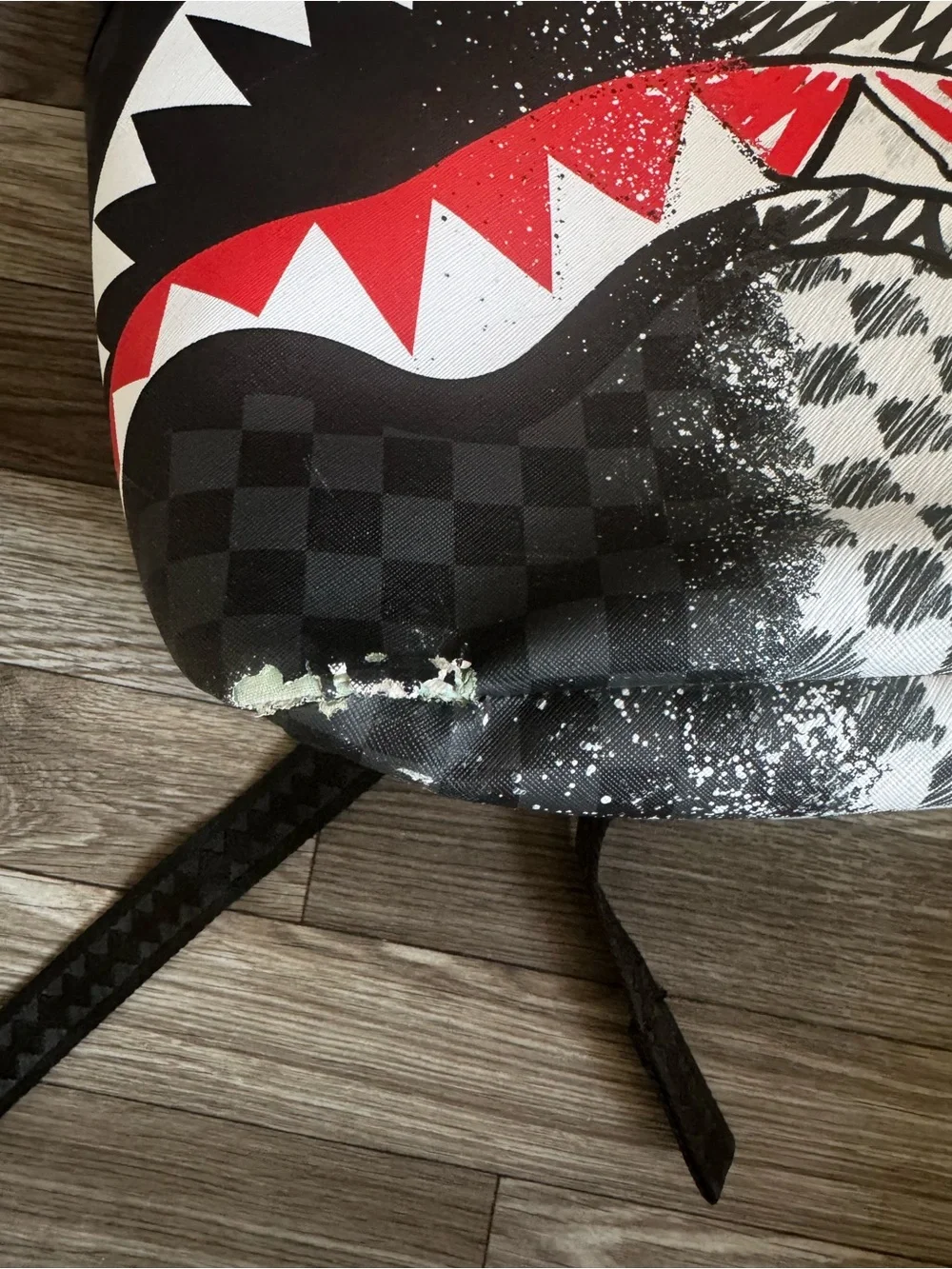 Sprayground Black, White & Red Shark Graphic Backpack